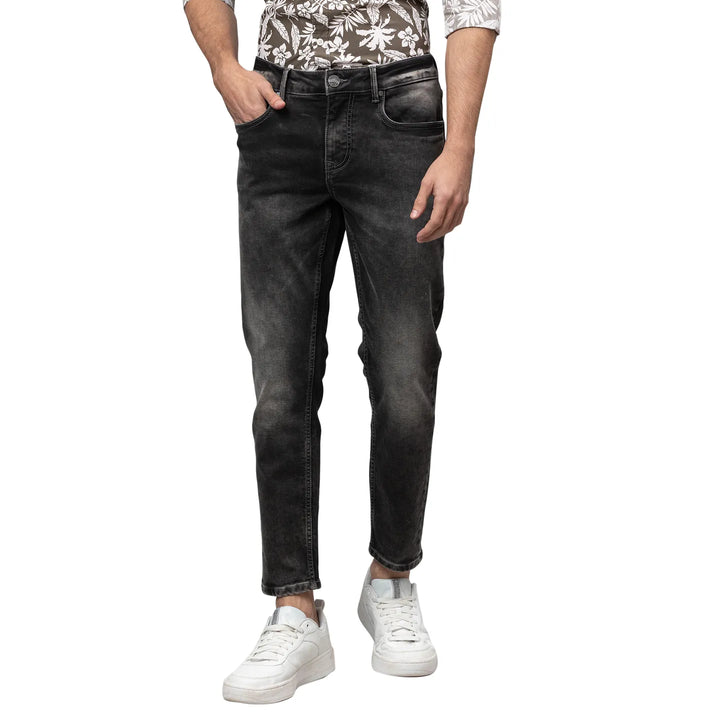 Grey Argon-Cropped Fit Denims for Men