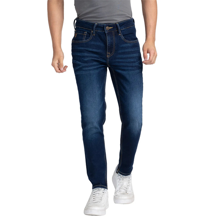 Blue Argon-Cropped Fit Denims for Men by Being Human Clothing