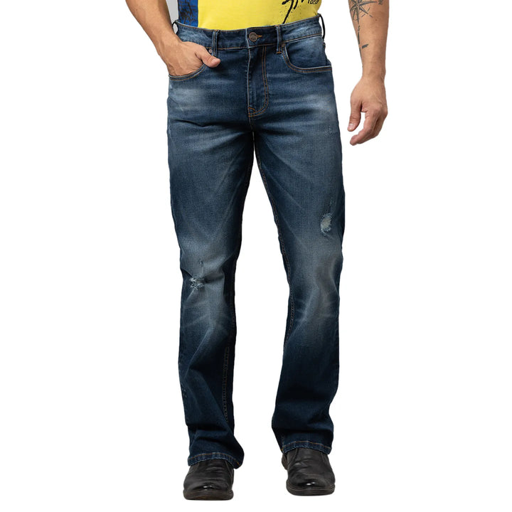 Blue Berylium-Boot Cut Fit Denims for Men by Being Human Clothing