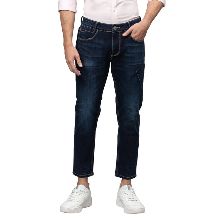 Blue Argon-Cropped Fit Denims for Men