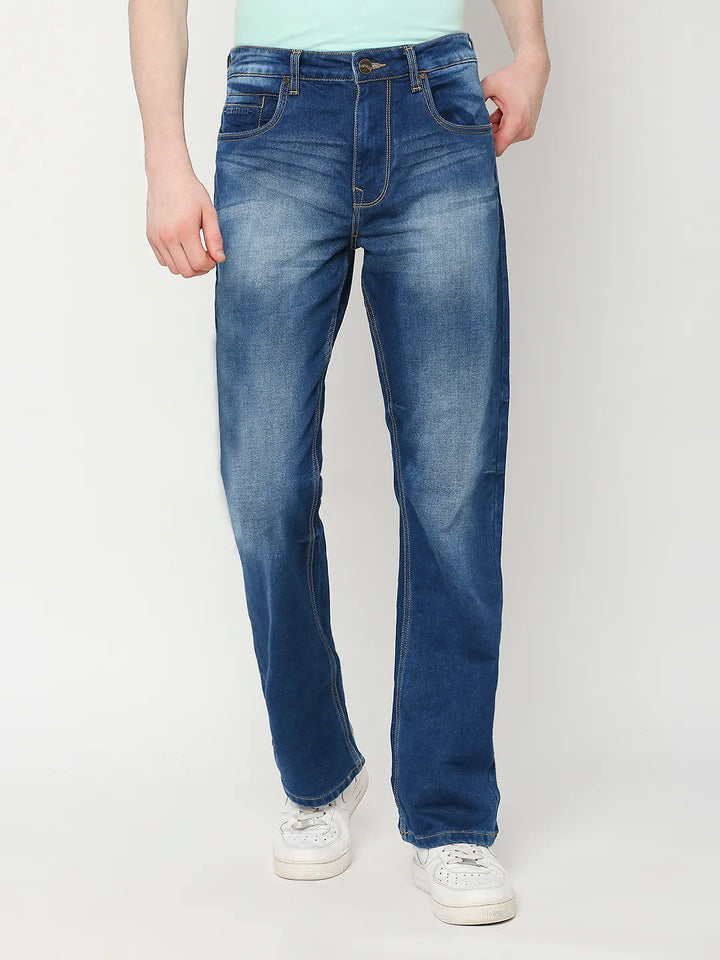 Blue Berylium-Boot Cut Fit Denims for Men by Being Human Clothing