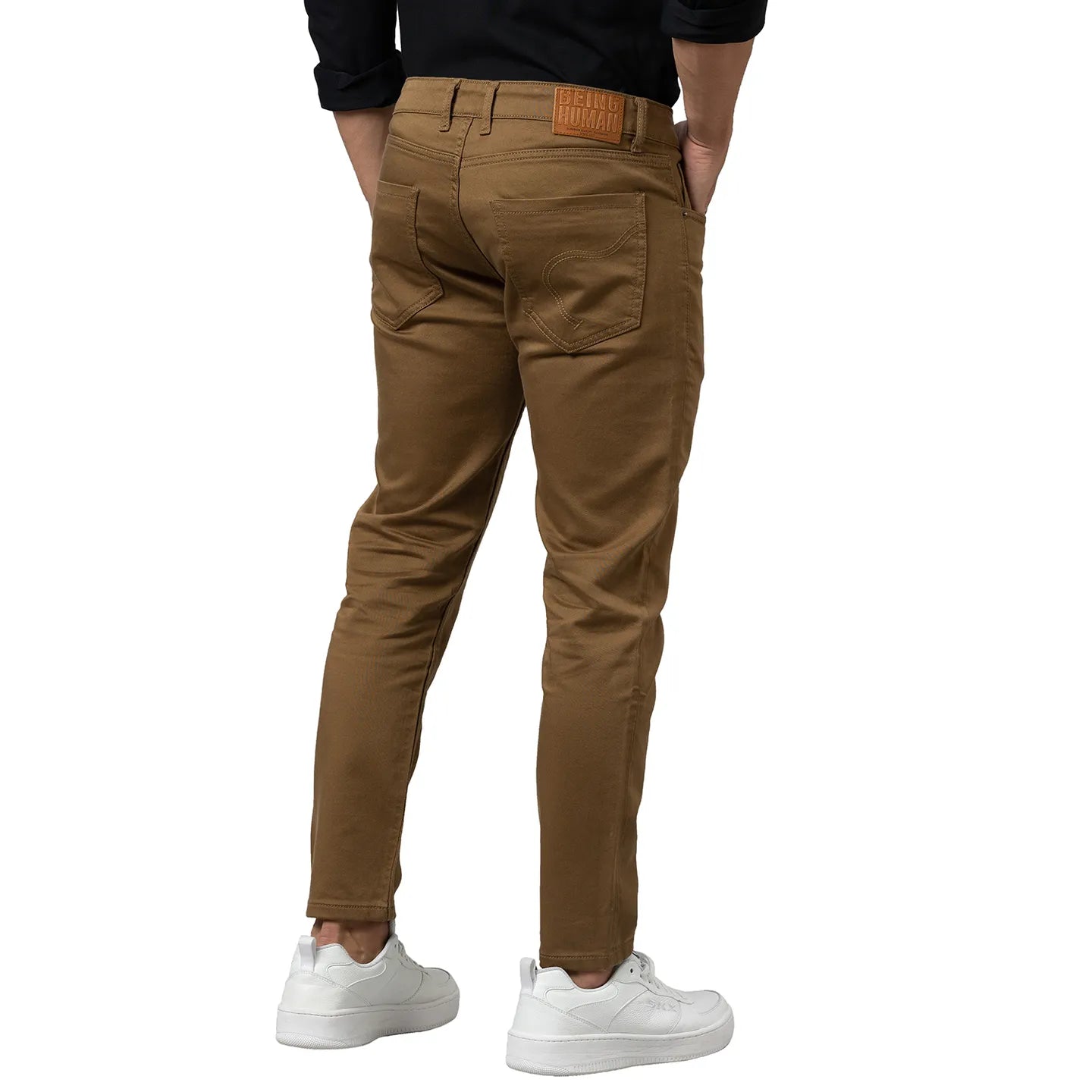 Being Human Clothing Men Cropped Fit Denim-Khaki