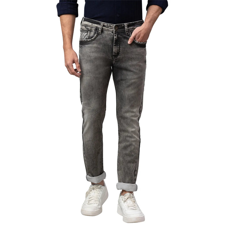 Grey Slim Fit Denim for Men by Being Human Clothing