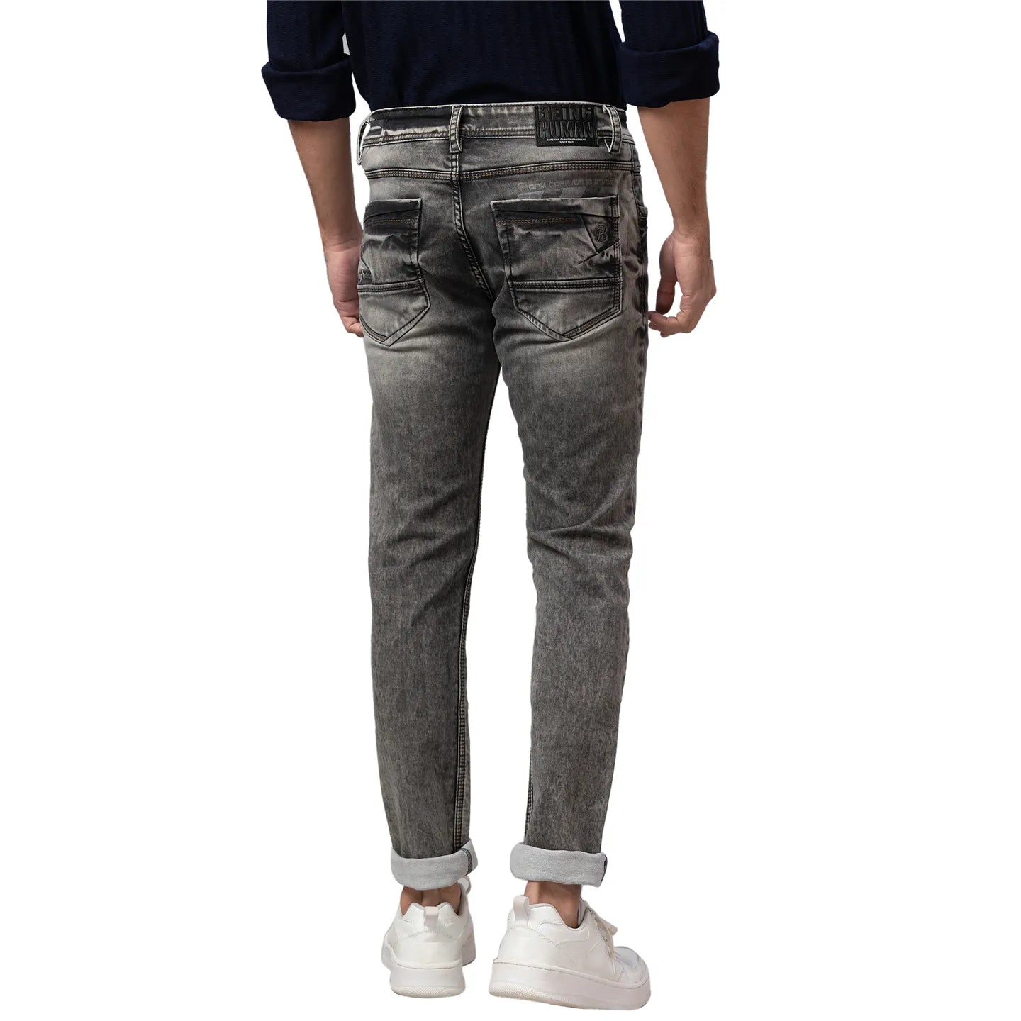 Being Human Clothing Men Slim Fit Denim-Grey Tone