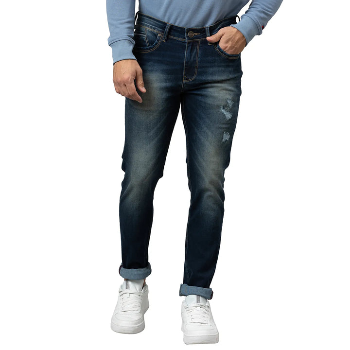 Blue Slim Fit Denim for Men by Being Human Clothing