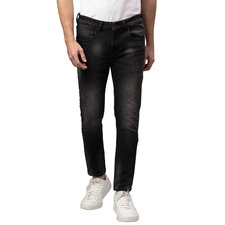 Black Argon-Cropped Fit Denims for Men