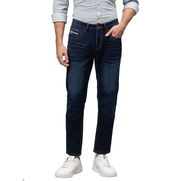 Blue Argon-Cropped Fit Denims for Men