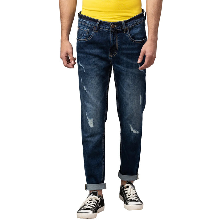 Blue Argon-Cropped Fit Denims for Men