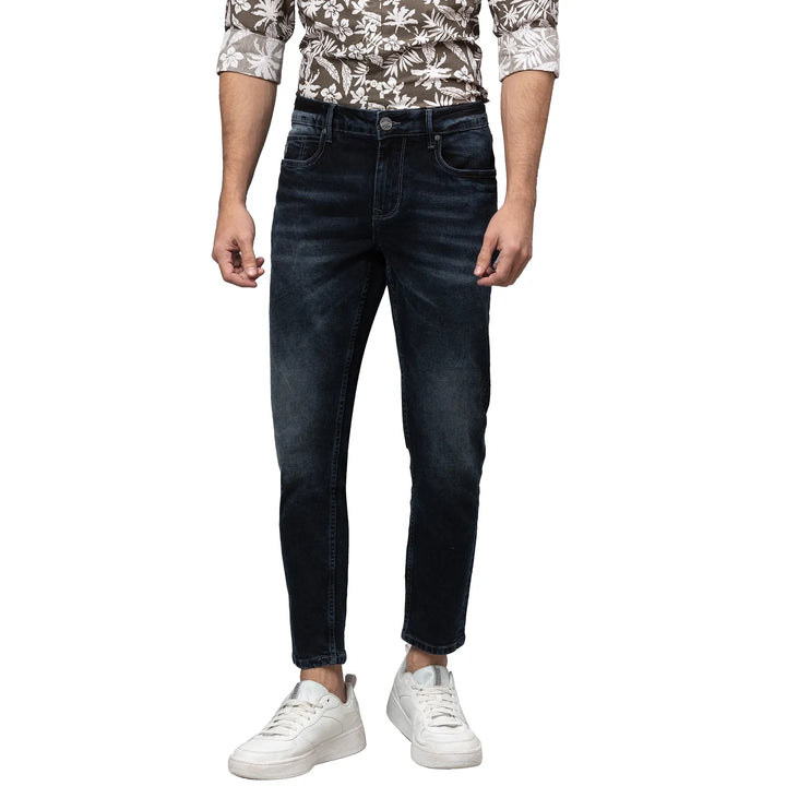 Blue Argon-Cropped Fit Denims for Men