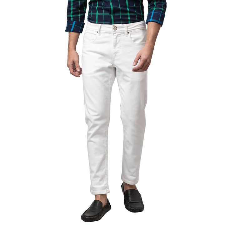 White Argon-Cropped Fit Denims for Men