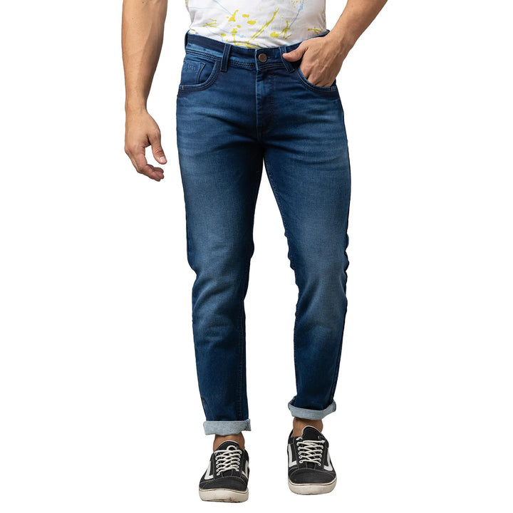 Blue Argon-Cropped Fit Denims for Men by Being Human Clothing