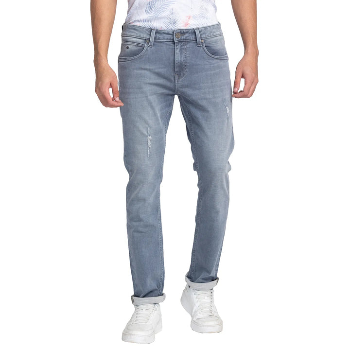Grey Slim Straight Fit Men's Denims
