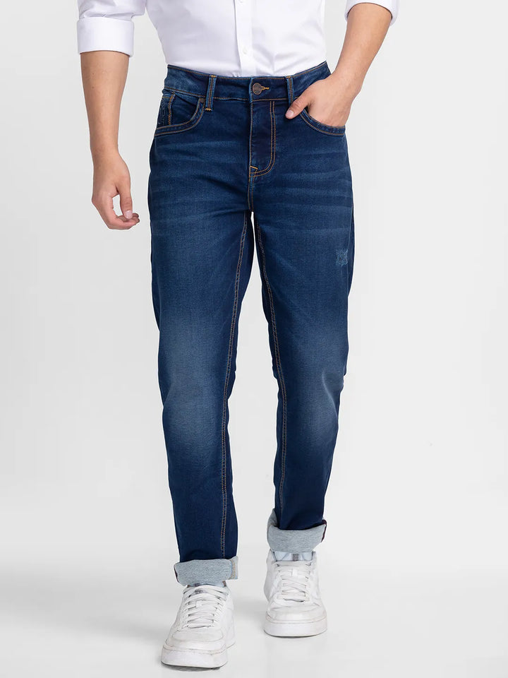 Blue Slim Fit Denim for Men by Being Human Clothing