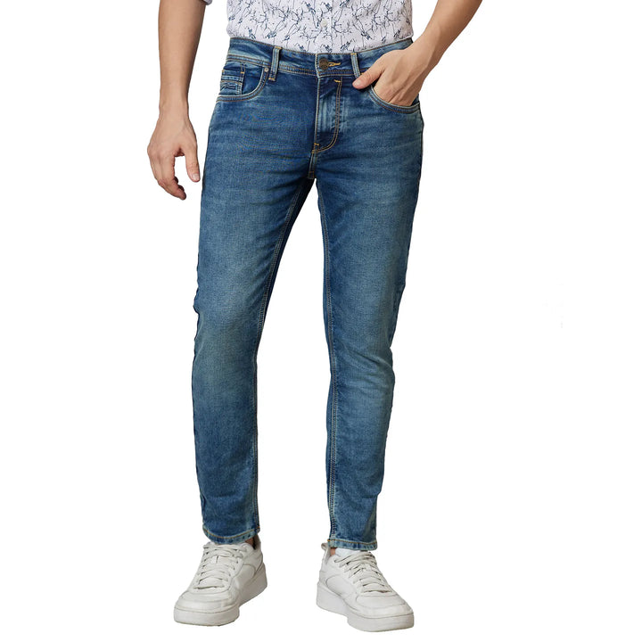 Blue Argon-Cropped Fit Denims for Men