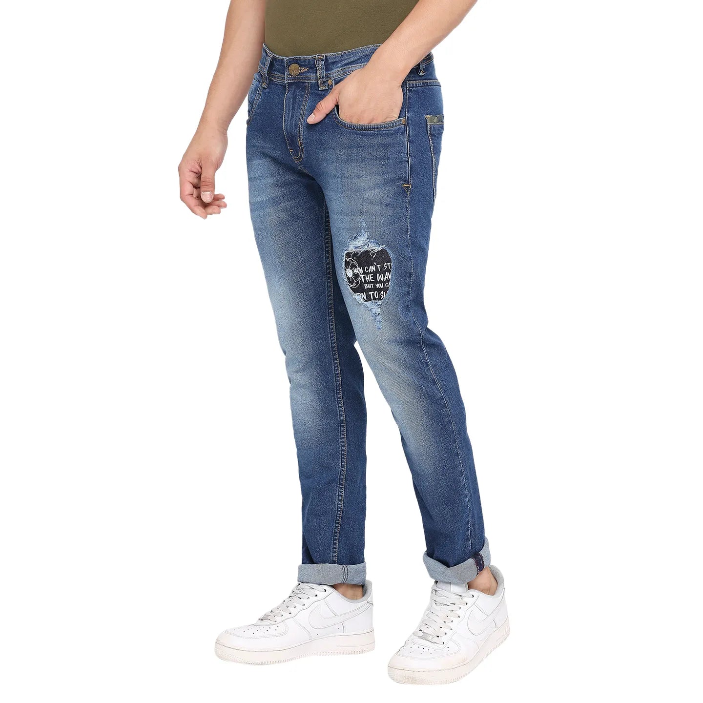 Blue Skinny Fit Denims For Men By Being Human Clothing