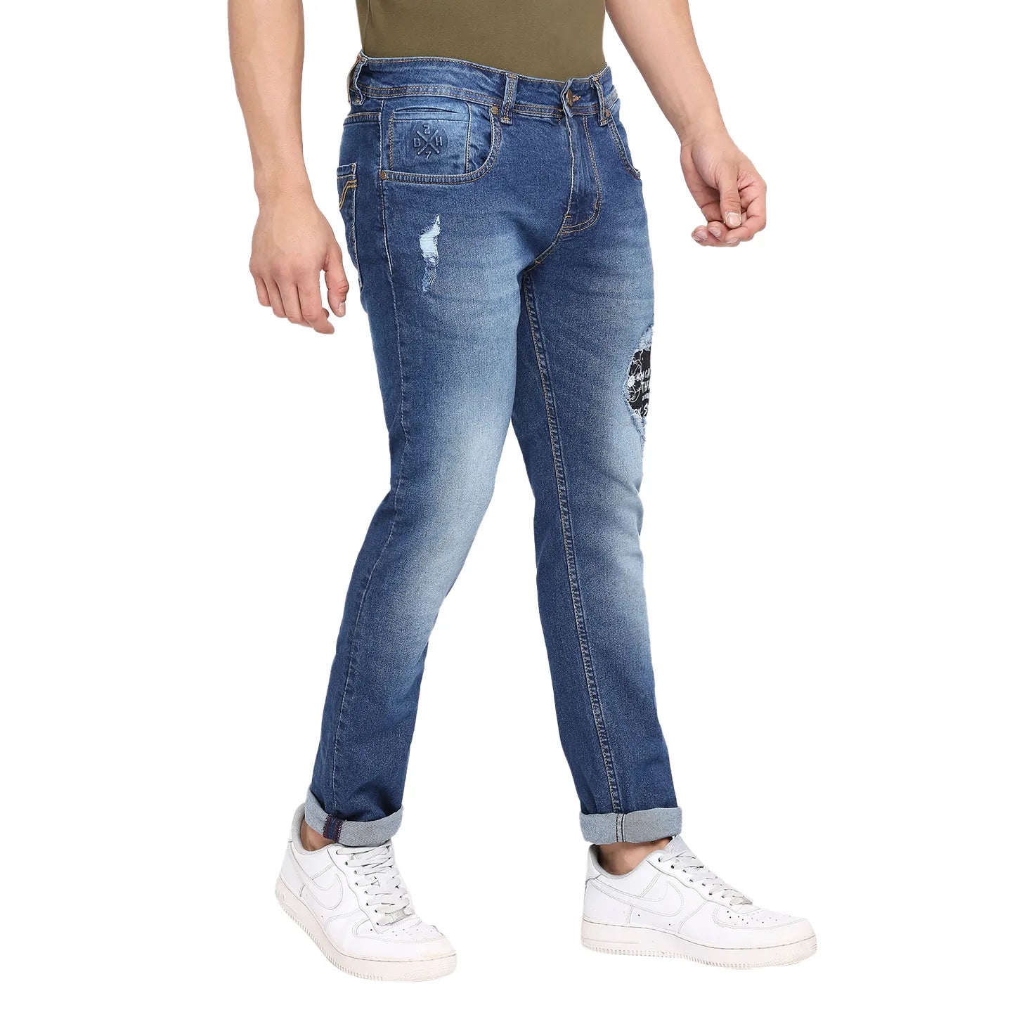 Blue Skinny Fit Denims For Men By Being Human Clothing