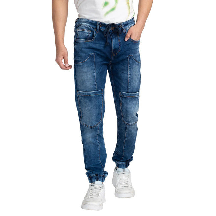 Blue Oganesson Jogger Fit Denims for Men