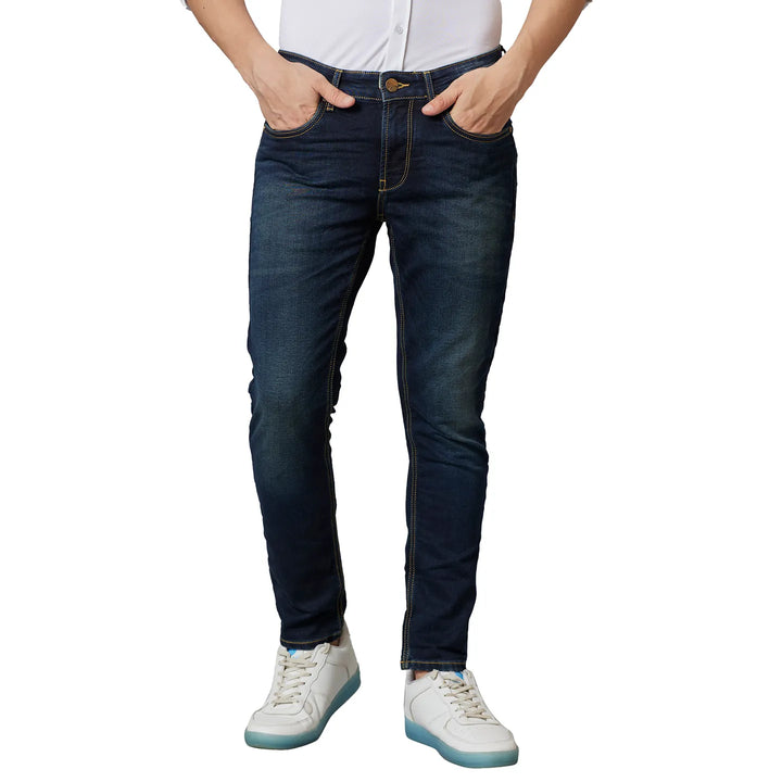 Blue Argon-Cropped Fit Denims for Men