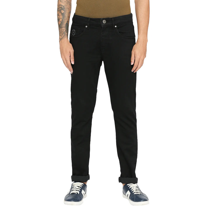 Black Slim Fit Denim for Men by Being Human Clothing
