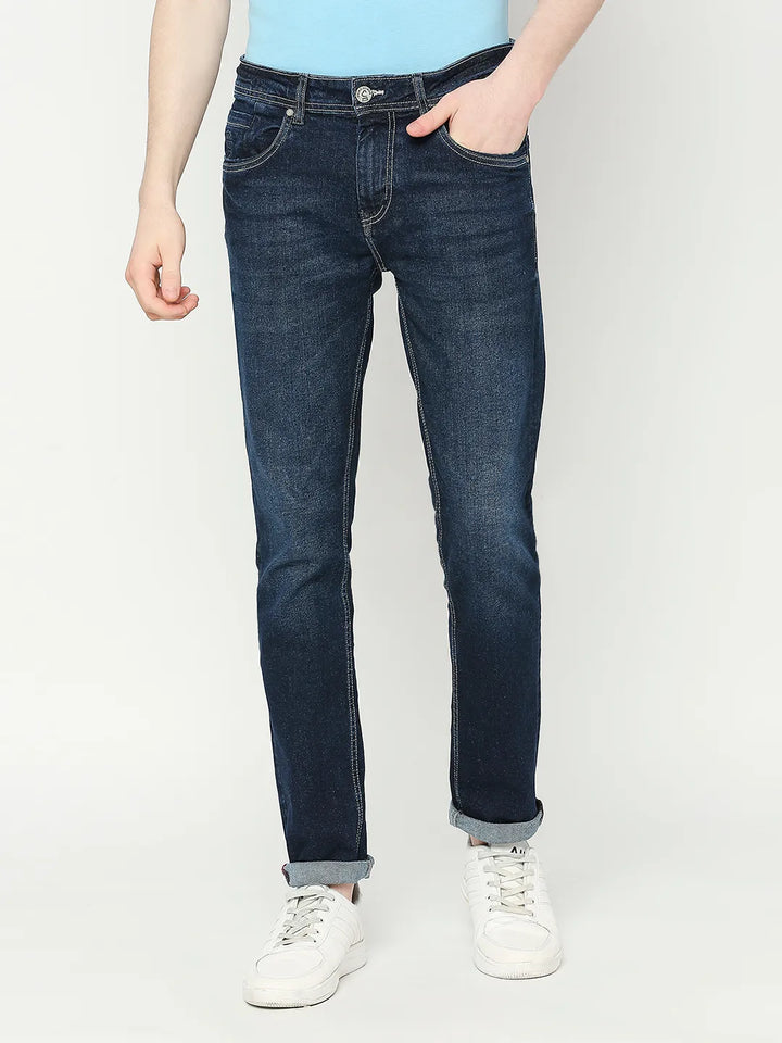 Blue Slim Fit Denim for Men