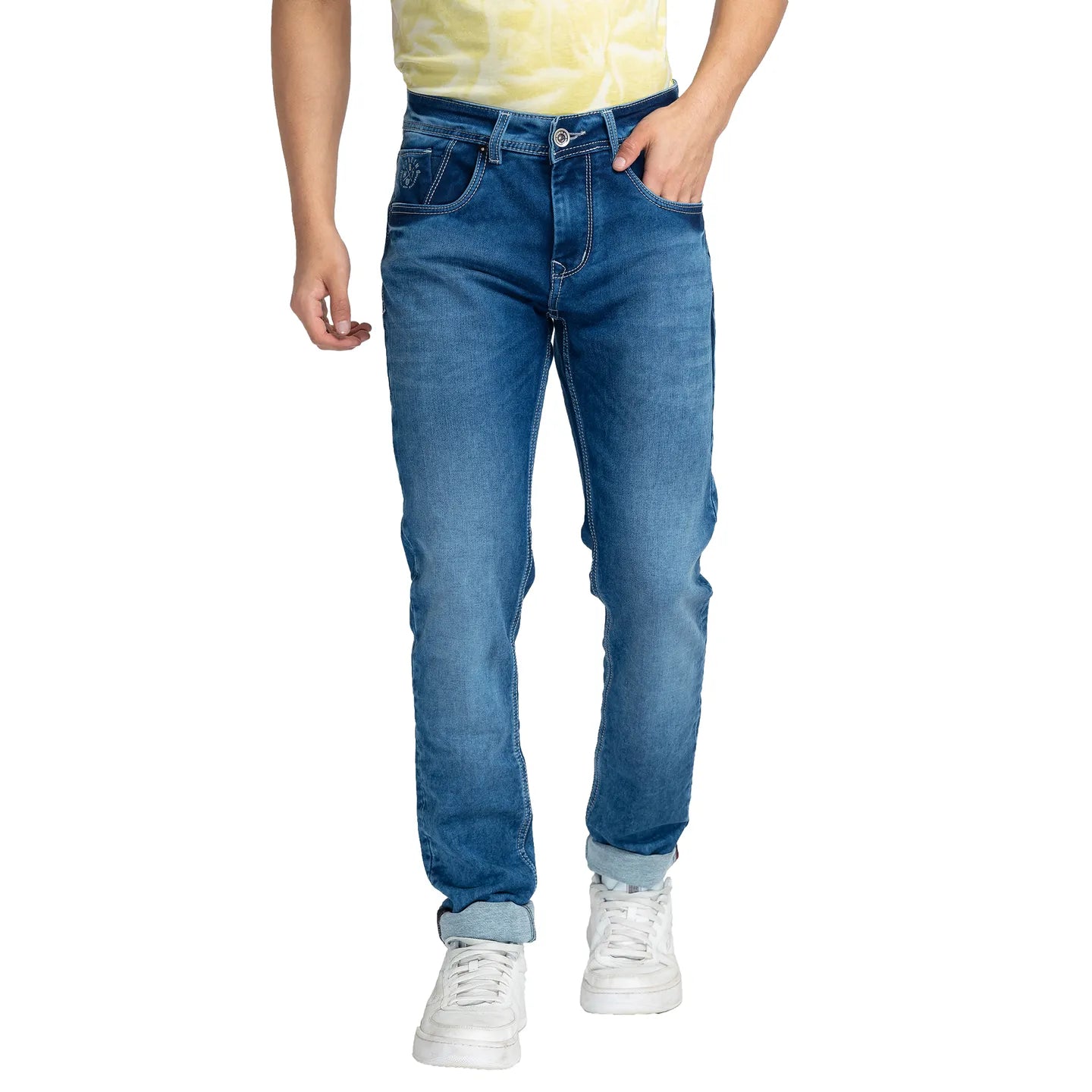 Blue Skinny Fit Denims For Men By Being Human Clothing