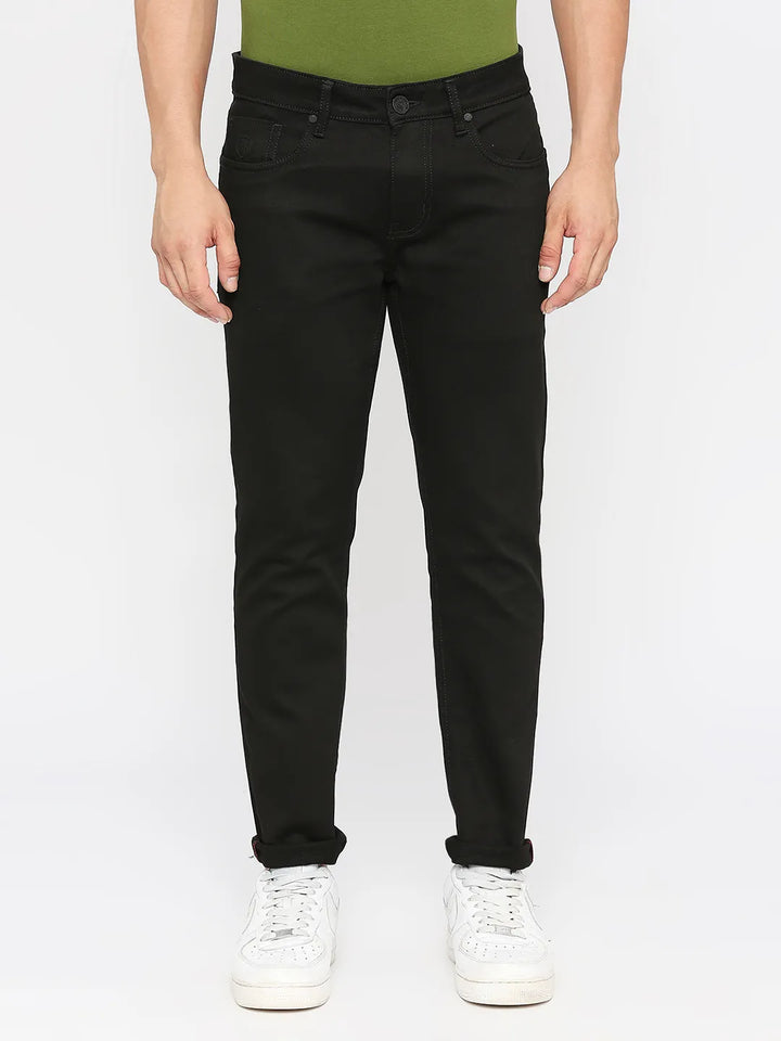 Black Argon-Cropped Fit Denims for Men