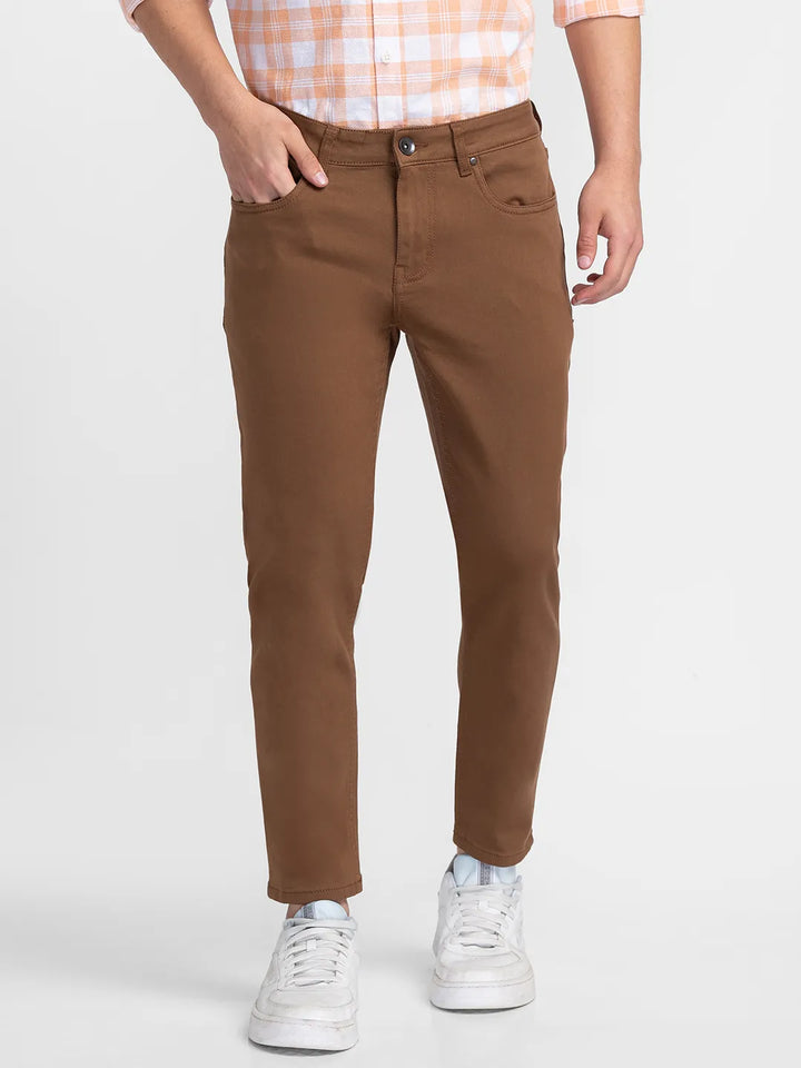 Brown Argon-Cropped Fit Denims for Men