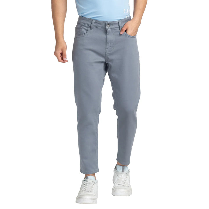 Grey Argon-Cropped Fit Denims for Men by Being Human Clothing