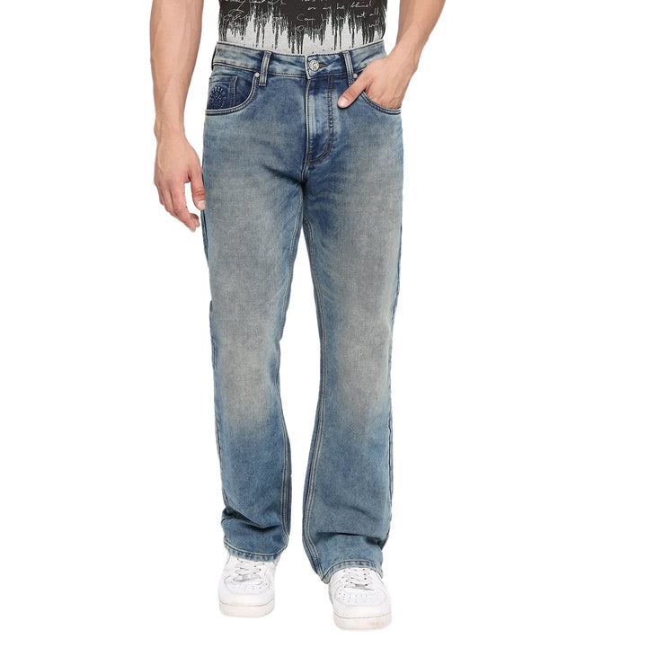 Blue Berylium-Boot Cut Fit Denims for Men by Being Human Clothing