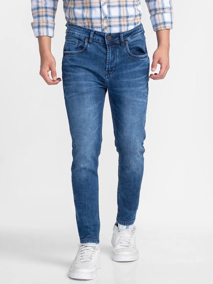 Blue Argon-Cropped Fit Denims for Men