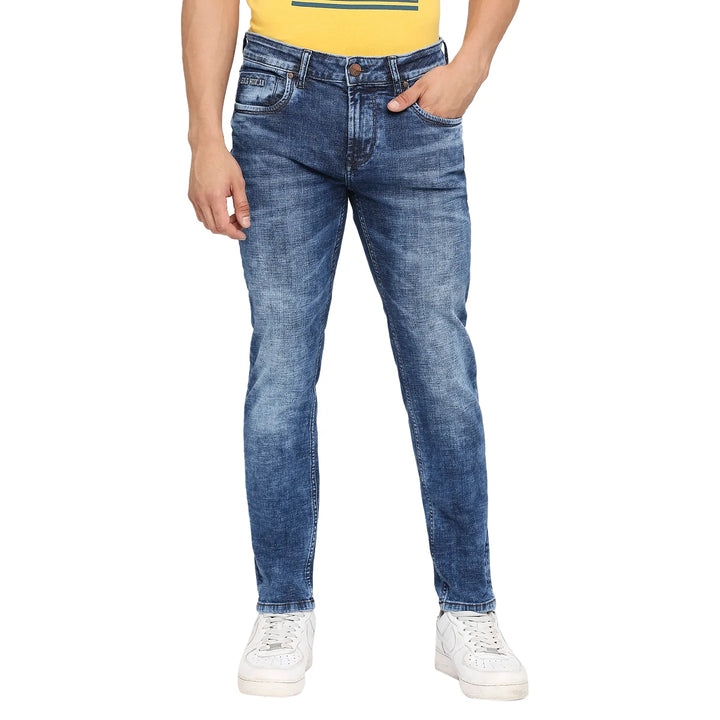 Blue Berylium-Boot Cut Fit Denims for Men by Being Human Clothing
