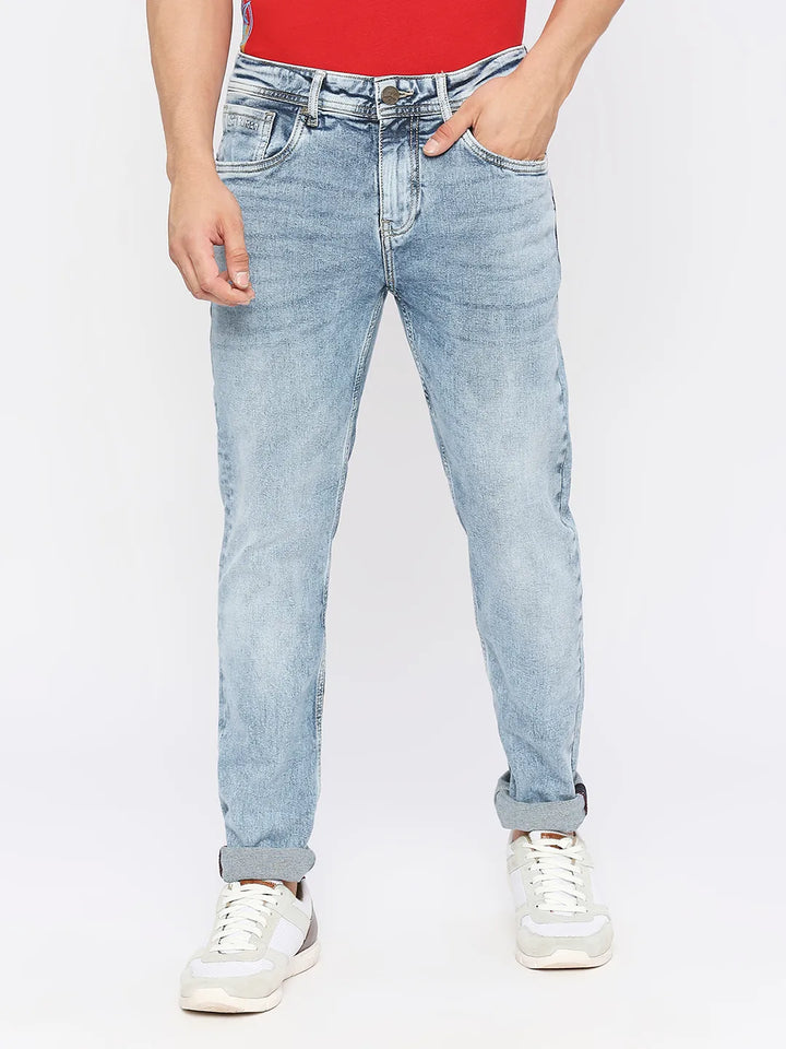 Blue Slim Fit Denim for Men
