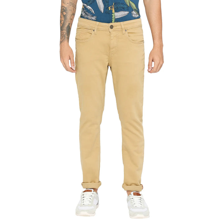 Brown Slim Fit Denim for Men by Being Human Clothing