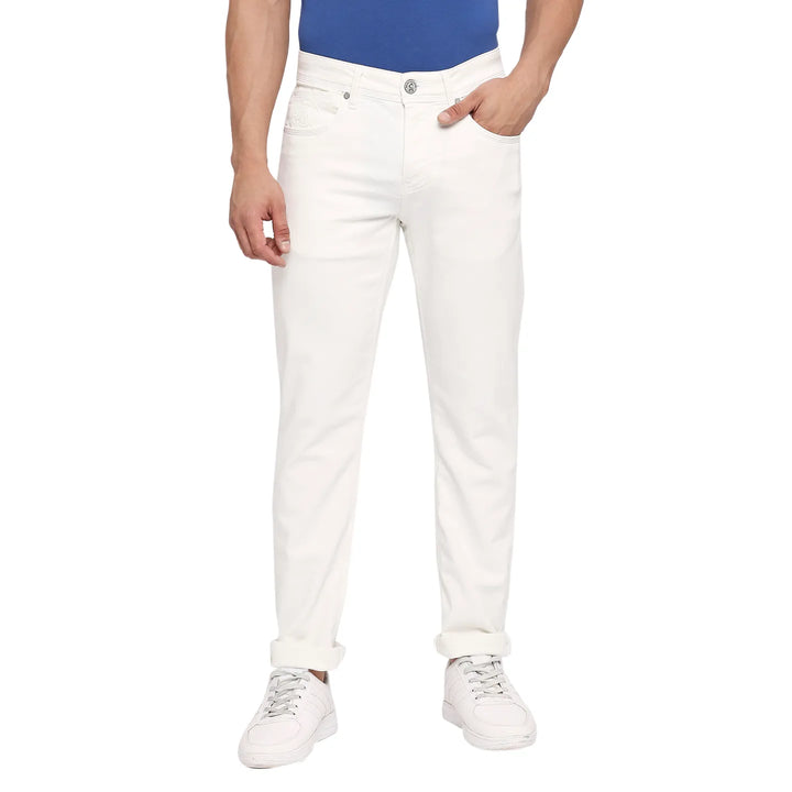 White Slim Fit Denim for Men by Being Human Clothing