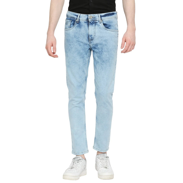 Blue Argon-Cropped Fit Denims for Men