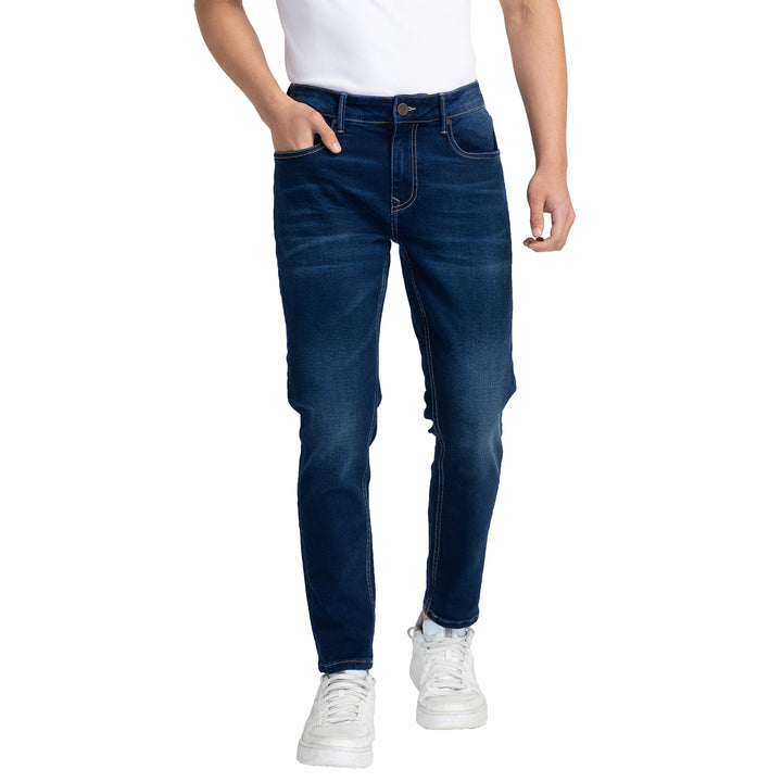 Blue Argon-Cropped Fit Denims for Men by Being Human Clothing