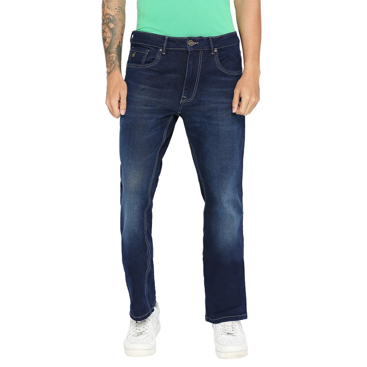Blue Berylium-Boot Cut Fit Denims for Men by Being Human Clothing