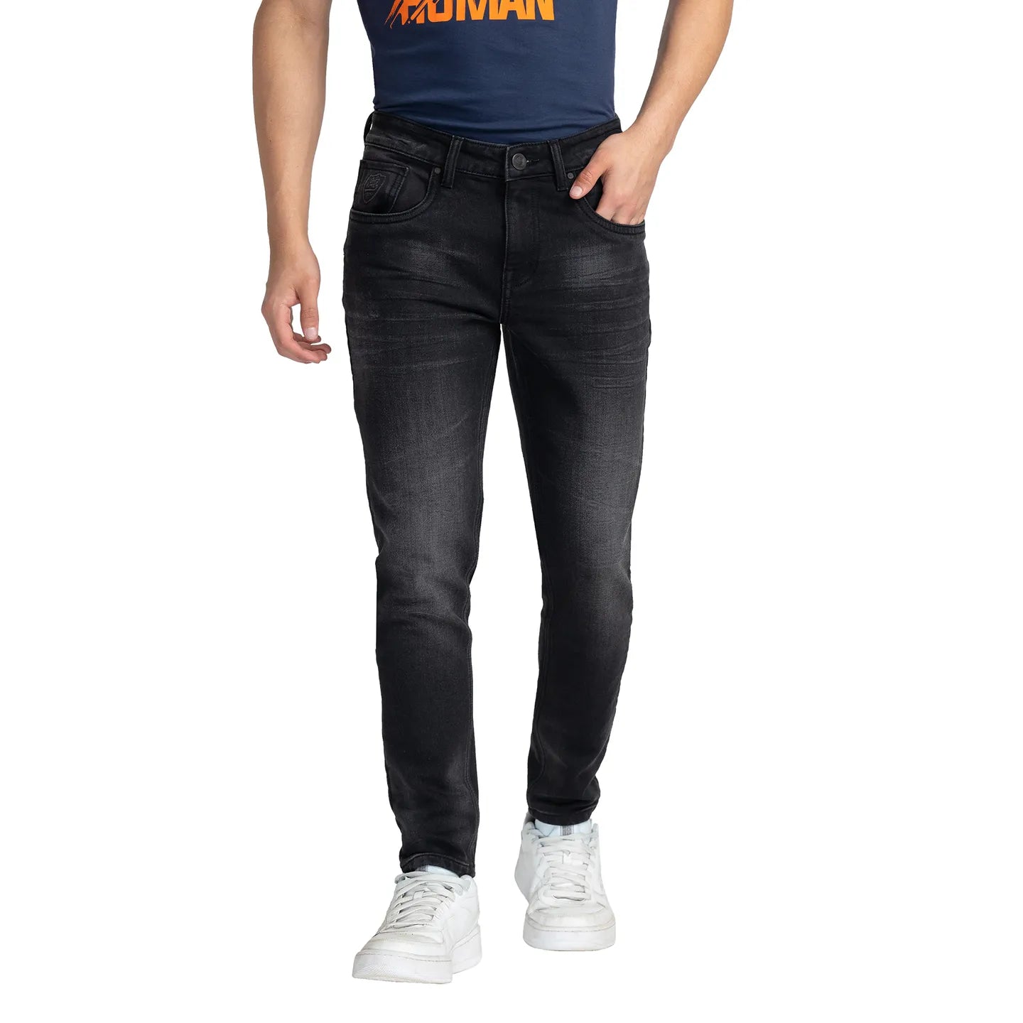 Black Cropped Fit Men's Denims by Being Human Clothing