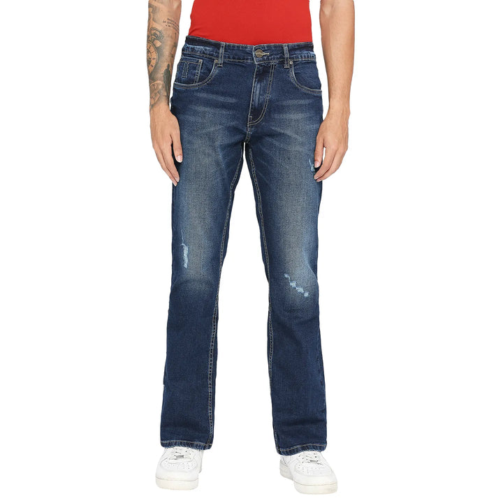 Blue Berylium-Boot Cut Fit Denims for Men by Being Human Clothing