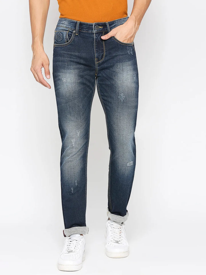 Blue Slim Fit Denim for Men