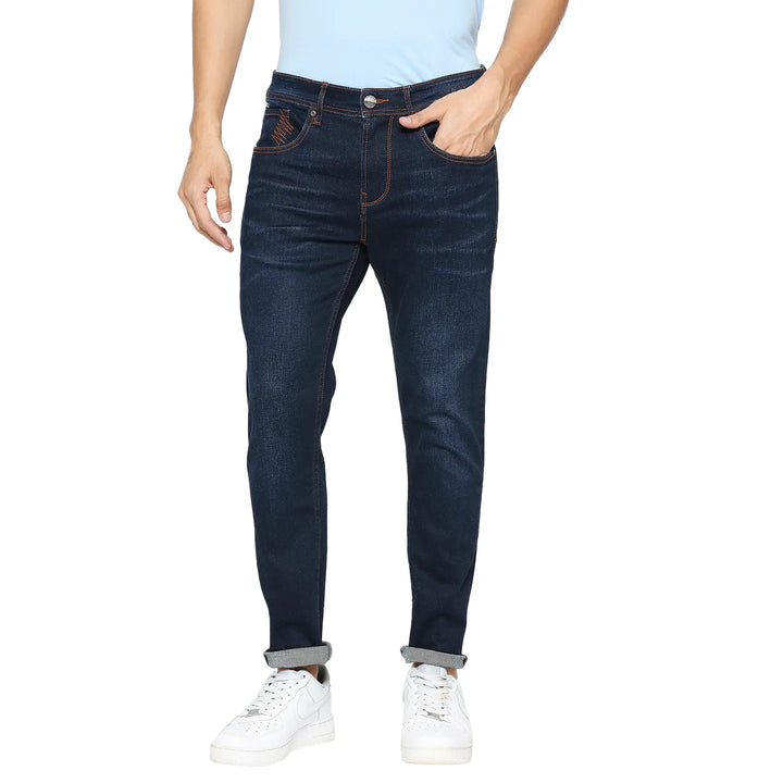 Blue Argon-Cropped Fit Denims for Men