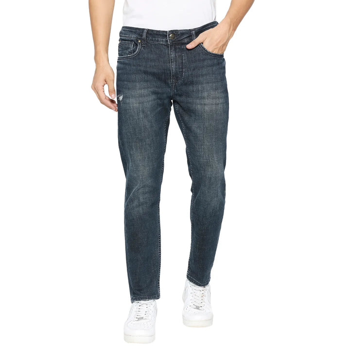 Blue Argon-Cropped Fit Denims for Men