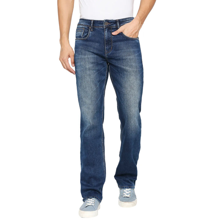 Blue Berylium-Boot Cut Fit Denims for Men by Being Human Clothing