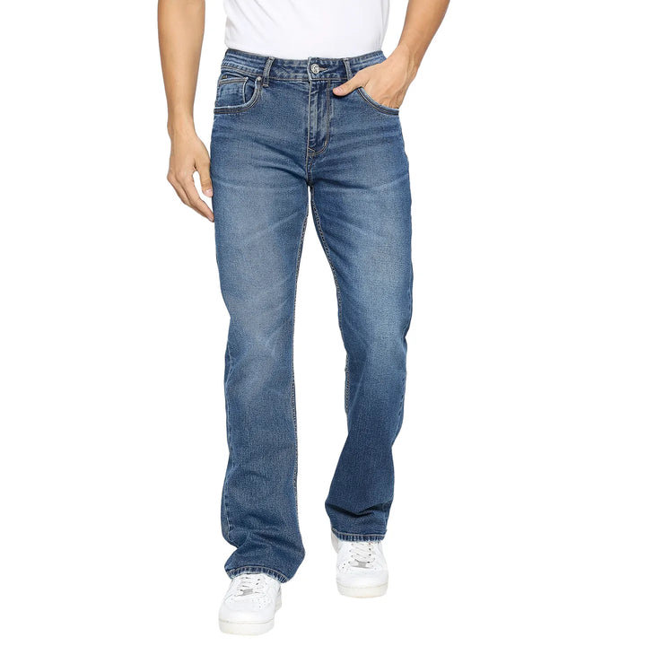 Blue Berylium-Boot Cut Fit Denims for Men by Being Human Clothing