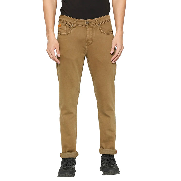 Brown Slim Fit Denim for Men