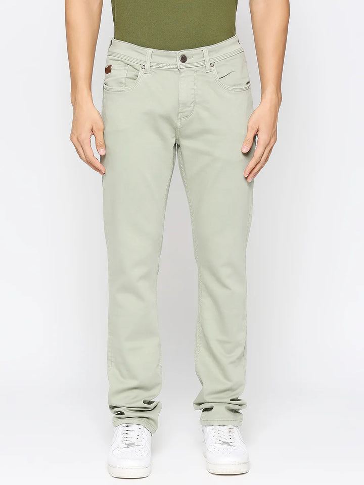 Green Slim Fit Denim for Men by Being Human Clothing