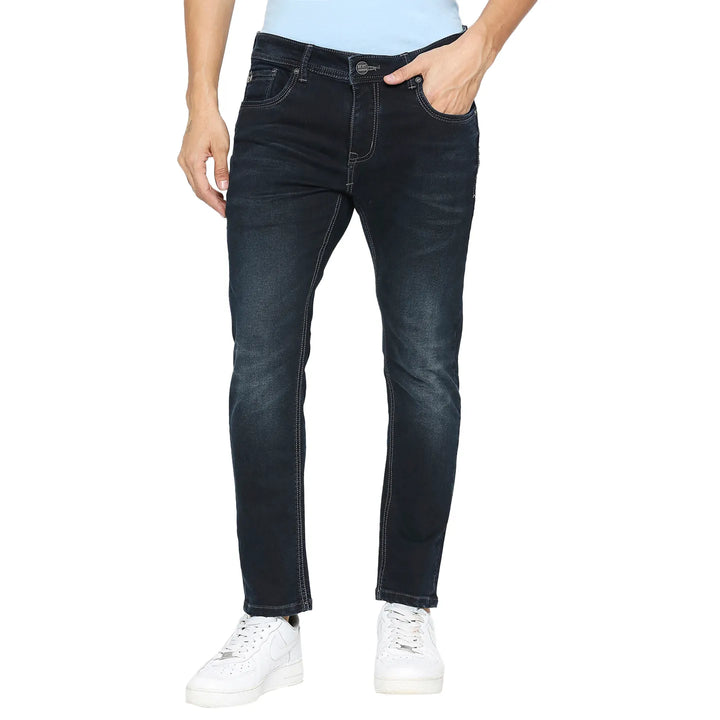 Blue Argon-Cropped Fit Denims for Men by Being Human Clothing