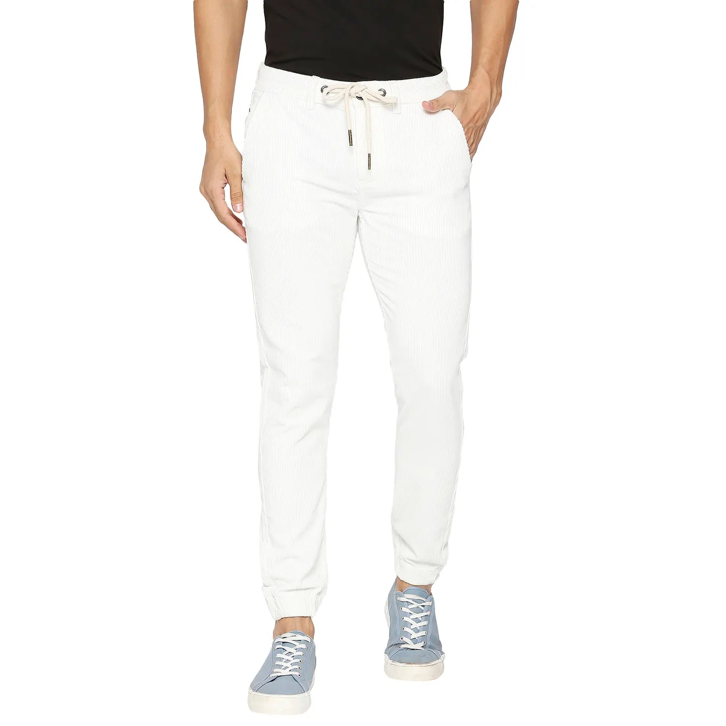 Men Jogger Fit Denim-White by Being Human Clothing