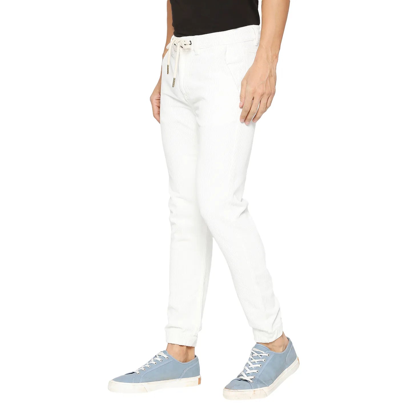 Men Jogger Fit Denim-White by Being Human Clothing