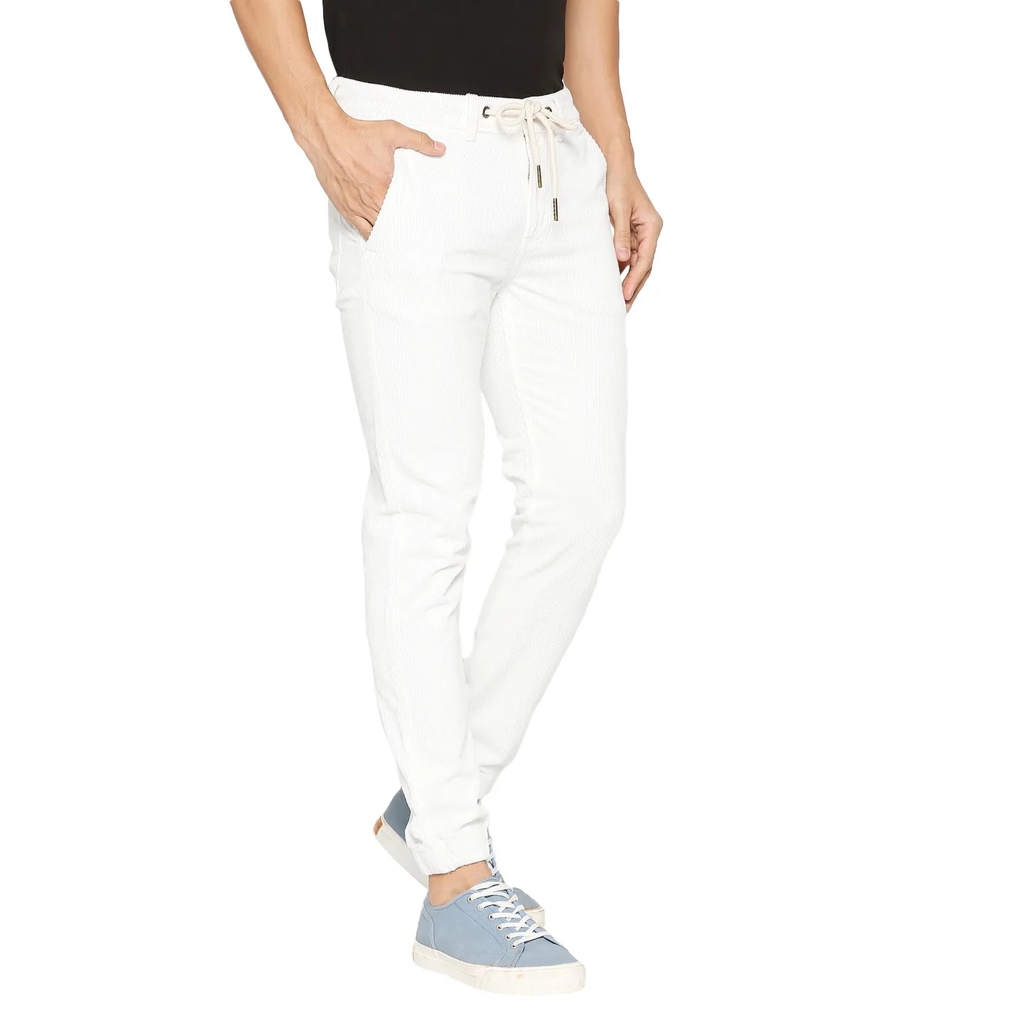 Men Jogger Fit Denim-White by Being Human Clothing